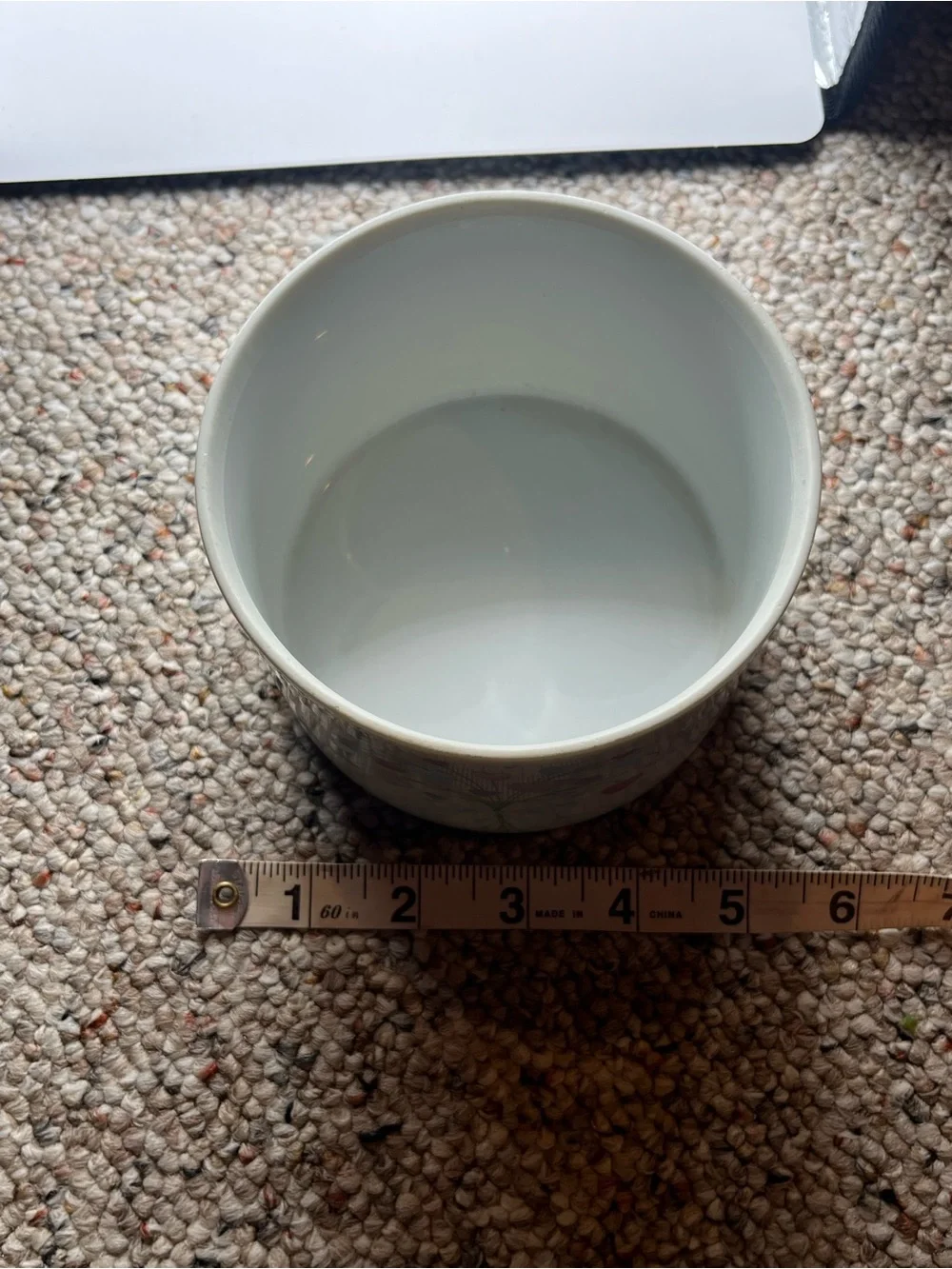 Vintage 1987White Porcelain Planter Bowl with Pastel Heart Bouquet Cottage Core